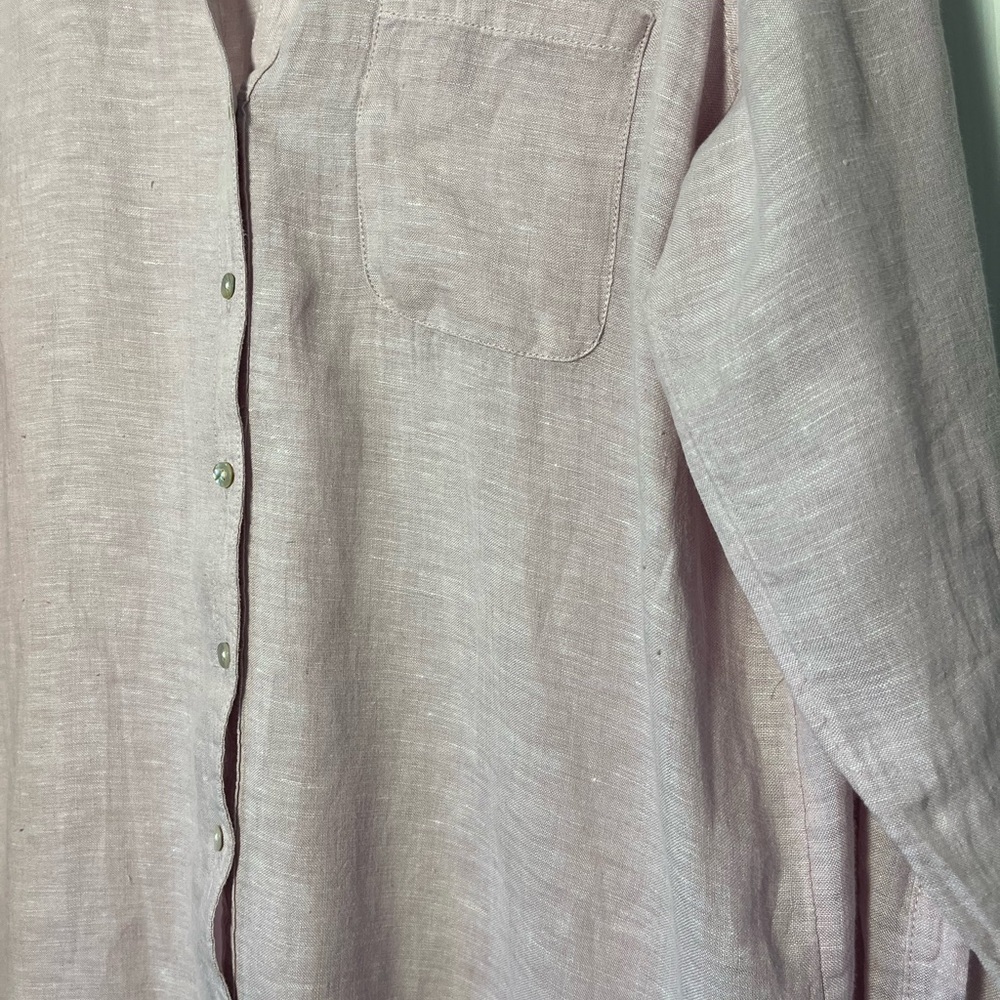 Sigrid Olsen Pink Linen Button Down Cover Up Size Large EUC - Picture 5 of 9